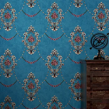 Винтажные синие обои Damasks с цветочным рисунком, обои для стен гостиной, кухни, спальни
