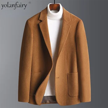 Повседневный Костюм для Мужчин, Блейзер Slim Fit 2023, Осенне-Зимнее Плотное Шерстяное Мужское Корейское Трендовое Пальто Top Man мужские пиджаки