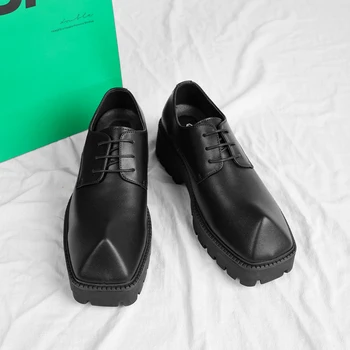 Дизайнерский Роскошный бренд, Качественная Повседневная Мужская обувь из кожи с рогом Носорога на толстой платформе, Мужская Повседневная Деловая Свадебная обувь
