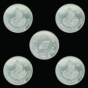 5ШТ 1984 США Американский Старатель 999 Пробы Коллекция Серебряных Монет Подарки