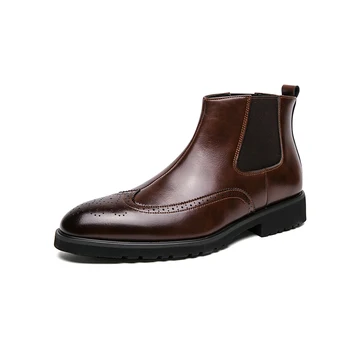 Роскошные коричневые мужские ботинки с перфорацией типа 