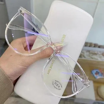 Прозрачная оправа для компьютерных очков Для женщин и мужчин, Круглые очки с защитой от синего света, затемненные очки, линзы оптических очков