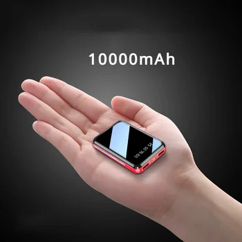 10000 мАч Светодиодный цифровой дисплей Портативный мини-блок питания Powerbank с зеркальным экраном Внешний аккумулятор Powerbank для мобильных телефонов