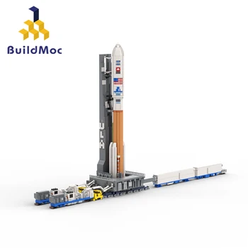 BuildMoc Space Atlas V Launchpad Transporter Набор строительных блоков 1: 110 База для запуска ракеты Автомобиль Игрушка для детей Подарок на День рождения