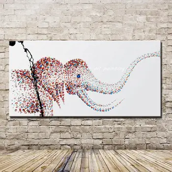 Mintura Ручная роспись в современном поп-арте, абстрактный слон, животное, картина маслом на холсте, настенная картина для украшения дома в гостиной