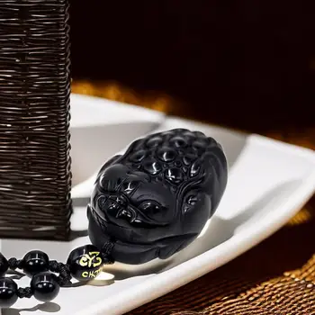Ожерелье с подвеской в виде золотой лягушки из обсидиана, подарки для женщин, ожерелья, дизайнерские украшения с энергией натурального черного цвета, винтажный драгоценный камень