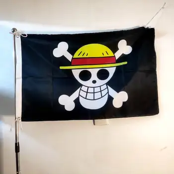 Пиратская Обезьяна D. Луффи Череп Флаг Соломенная Шляпа Пираты Труба Баннер Флаг Домашний Декор 90x150 см Полиэстер