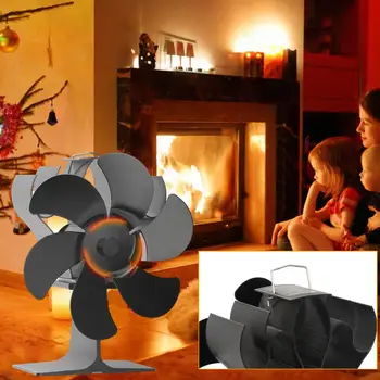 Вентилятор с тепловым приводом 1 комплект 6-лопастной вентилятор с тепловым приводом, обеспечивающий эффективное тепло, Бесшумный Вентилятор с плавным вращением для горелки на дровах