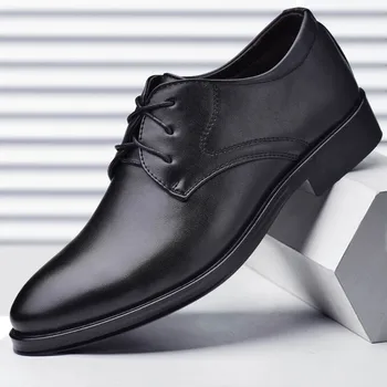 Мужская Обувь Больших размеров, Официальная Обувь из Искусственной Кожи для Мужчин, Оксфорды на шнуровке для Мужской Свадебной Вечеринки, Офисная Деловая Повседневная Обувь Для Мужчин