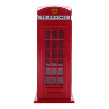 3X Металлическая Красная Британская Английская Лондонская Телефонная Будка Банк Банк Монет Копилка Красная Коробка Телефонной Будки 140X60x60mm