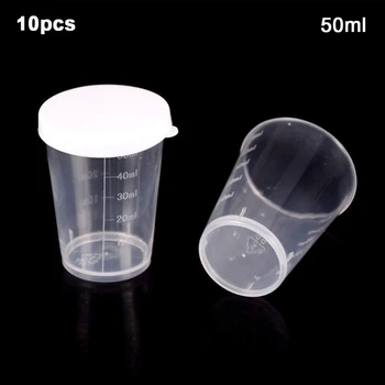Пластиковые мерные стаканчики для теста объемом 10шт 50 мл с крышкой, контейнерная чашка
