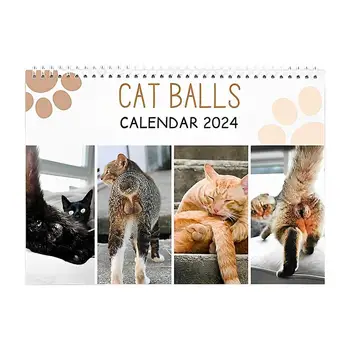 Настенный календарь Cats Buttholes на 2024 год, Креативное лечение кошачьих задниц, Планирование календаря, Организация Ежедневного ежемесячного календаря для домашнего офиса