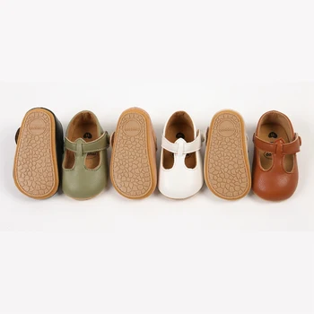 Обувь для маленьких девочек, однотонные неглубокие балетки на резиновой подошве, противоскользящие туфли для новорожденных, первые ходунки, обувь для кроватки из искусственной кожи