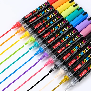 Акриловые маркеры со средним кончиком 2,0-4,0 мм, ручки для рисования граффити, перманентные маркеры для детских рок-витрин или поделок своими руками