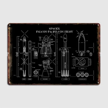 Spacex: Falcon 9 Falcon Heavy Metal Вывеска Кинотеатра Garage Cave Pub Дизайн Плаката Жестяной Вывески Плакаты