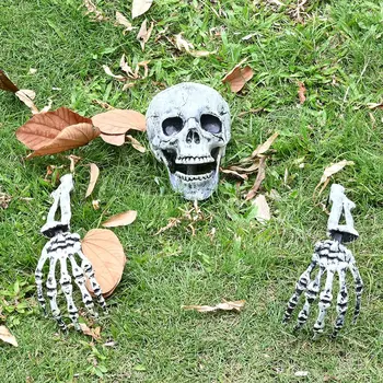 3шт Реалистичный череп на Хэллоуин, череп, руки, скелет, колья для наружного двора, газона, сада, декора Хэллоуина, реквизита ужасов для вечеринки.