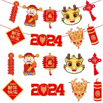 Китайский Новогодний баннер С Новым годом, настенный декор, украшения для вечеринок, украшения с китайским драконом, Гобелены, Праздничные украшения