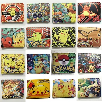 Кошельки Pokemon Pikachu для детей с рисунком аниме, Аниме Кошелек, Мультяшный держатель для карт, Кожаный короткий кошелек, Модные складные кошельки в подарок
