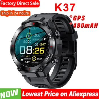 K37 GPS Смарт-часы мужские 1,32 IPS 480 мАч Фитнес-трекер с пользовательским набором частоты сердечных сокращений IP68 Водонепроницаемые спортивные умные часы на открытом воздухе