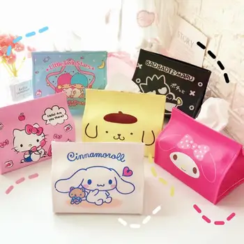 Главная Коробка для бумажных полотенец Hellokittys Kuromi Cinnamoroll Girl Heart Автомобильный настольный ящик для бумаги Бочкообразная комната Квадратный дом