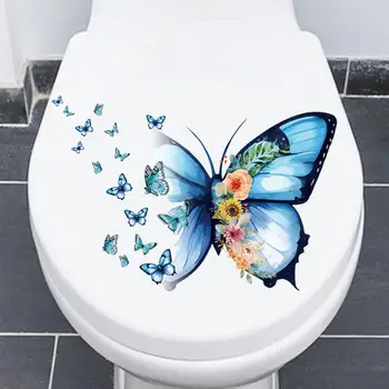Съемная наклейка на туалет, водонепроницаемая наклейка на крышку унитаза, прочная клейкая наклейка с бабочкой, легко отклеивающаяся, для украшения стен 3 года