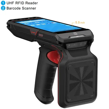 Универсальный UHF RFID Считыватель Ручной КПК Android Сканер штрих-кодов Мобильный терминал Передачи данных MT6762 Восьмиядерный 4 ГБ 64 ГБ Android 4G Lte