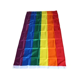 Радужный флаг из полиэстера, большой флаг гордости ЛГБТ, наружный баннер, принадлежности для вечеринок, подвесной флаг, баннер, флаги мира гордости (60 * 90 см)