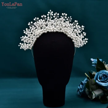 YouLaPan Свадебная жемчужная корона, свадебная повязка на голову из бисера, женское платье, украшения, аксессуары для волос, классические диадемы, день рождения для девочек, HP598