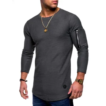 A2827 новая футболка, мужская весенне-летняя футболка, мужская хлопковая футболка с длинными рукавами для бодибилдинга, складная