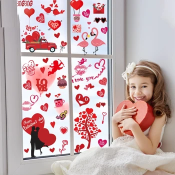 9 Листов /лот Наклейки на окна ко Дню Святого Валентина, наклейки из ПВХ, наклейки на окна, клей для дверей, декор для стеклянной витрины