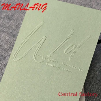 Пользовательские 3D логотип с тиснением текстуры бумаги хлопка изготовленные на заказ визитная карточка