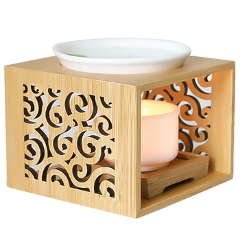 Акция! Деревянная бамбуковая полая аромалампа, масляная печь, ароматическая горелка, подсвечник, элегантный и привлекательный декор для домашнего офиса