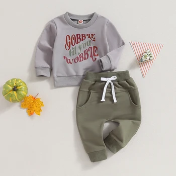 Одежда для мальчика на День благодарения, толстовка с капюшоном для малышей, рубашка с длинным рукавом и брюки, осенне-зимняя одежда