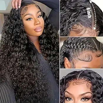 Парики на кружеве Deep Wave 4x4 из человеческих волос HD Прозрачный парик на кружеве 13x6 из человеческих волос для женщин и волнистые парики