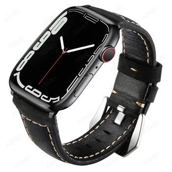 pulseira для apple watch correa 44 мм 45 мм серия 7 6 5 4 se ремешок Кожаный ремешок для iwatch apple watch 3 40 мм 41 мм 38 мм браслет