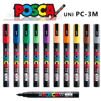 1Шт Uni Posca Малярные Маркеры Акриловые Mitsubishi Permanent Marking Pen PC-3M Plumones Fine Point 0,9 ММ-1,3 ММ Художественные Ручки Marcadores