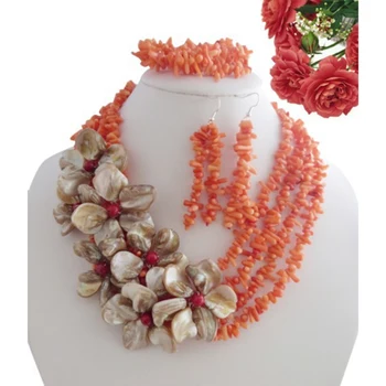 Сказочное Африканское свадебное ожерелье из коралловых бусин Красный Коралл Африканские свадебные наборы 20 