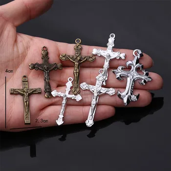 Разнообразие классического шарма, старинный бронзовый католический кулон с большим крестом, ожерелье, браслет, металлические аксессуары, изготовление ювелирных изделий своими руками
