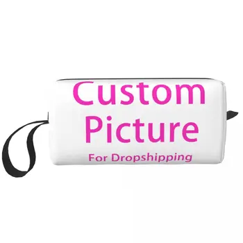 Персонализированная косметичка с фото и логотипом на заказ для женщин; косметический органайзер для путешествий; Модные сумки для хранения туалетных принадлежностей с принтом 