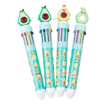 1 шт оптом Милая мультяшная силиконовая шариковая ручка 3D Avocado 10 цветов Cartoon Fruit Multicolor Hand Account Pen Supplies